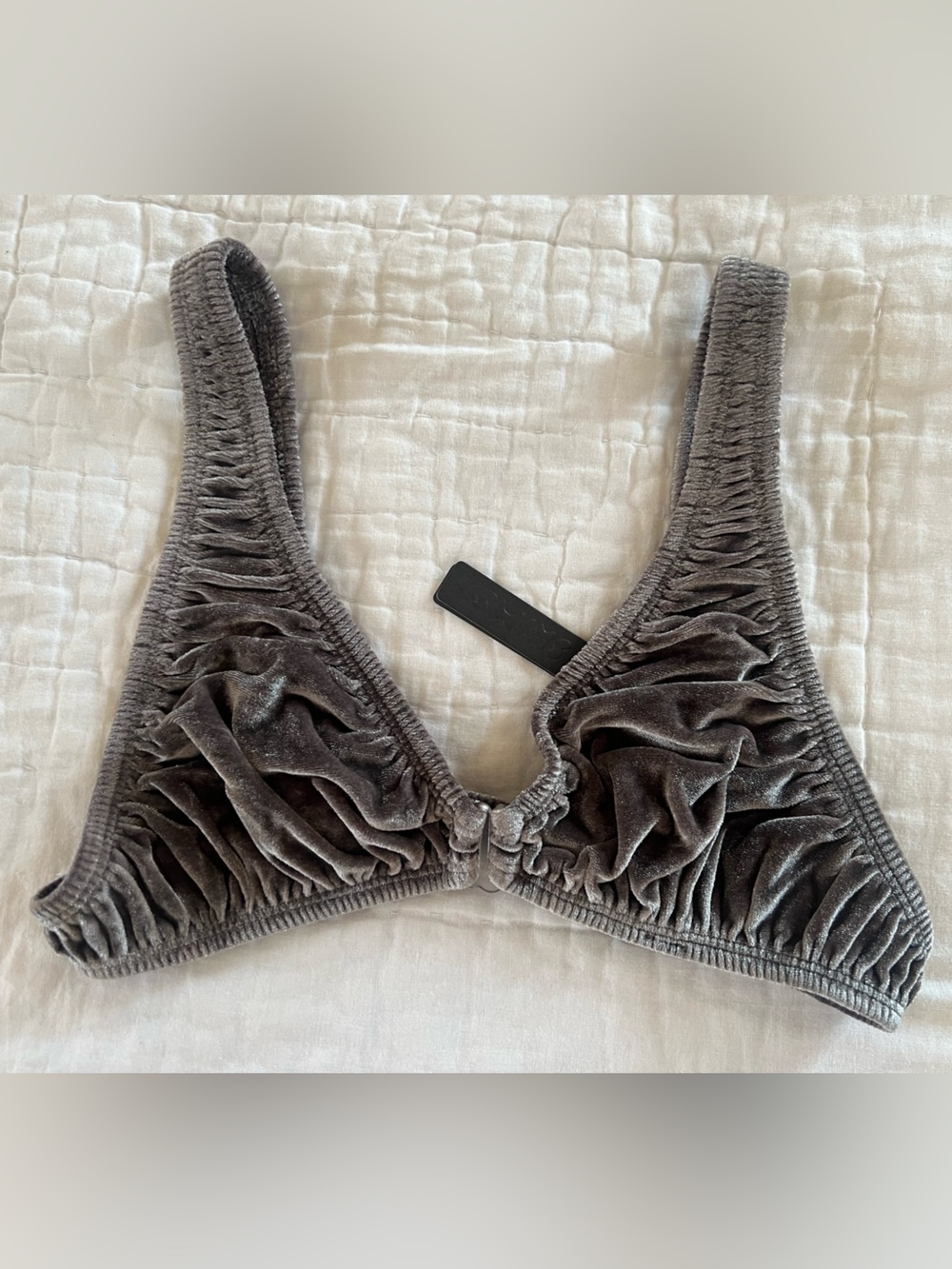 SKIMS Velvet Ruched Bralette - Gray